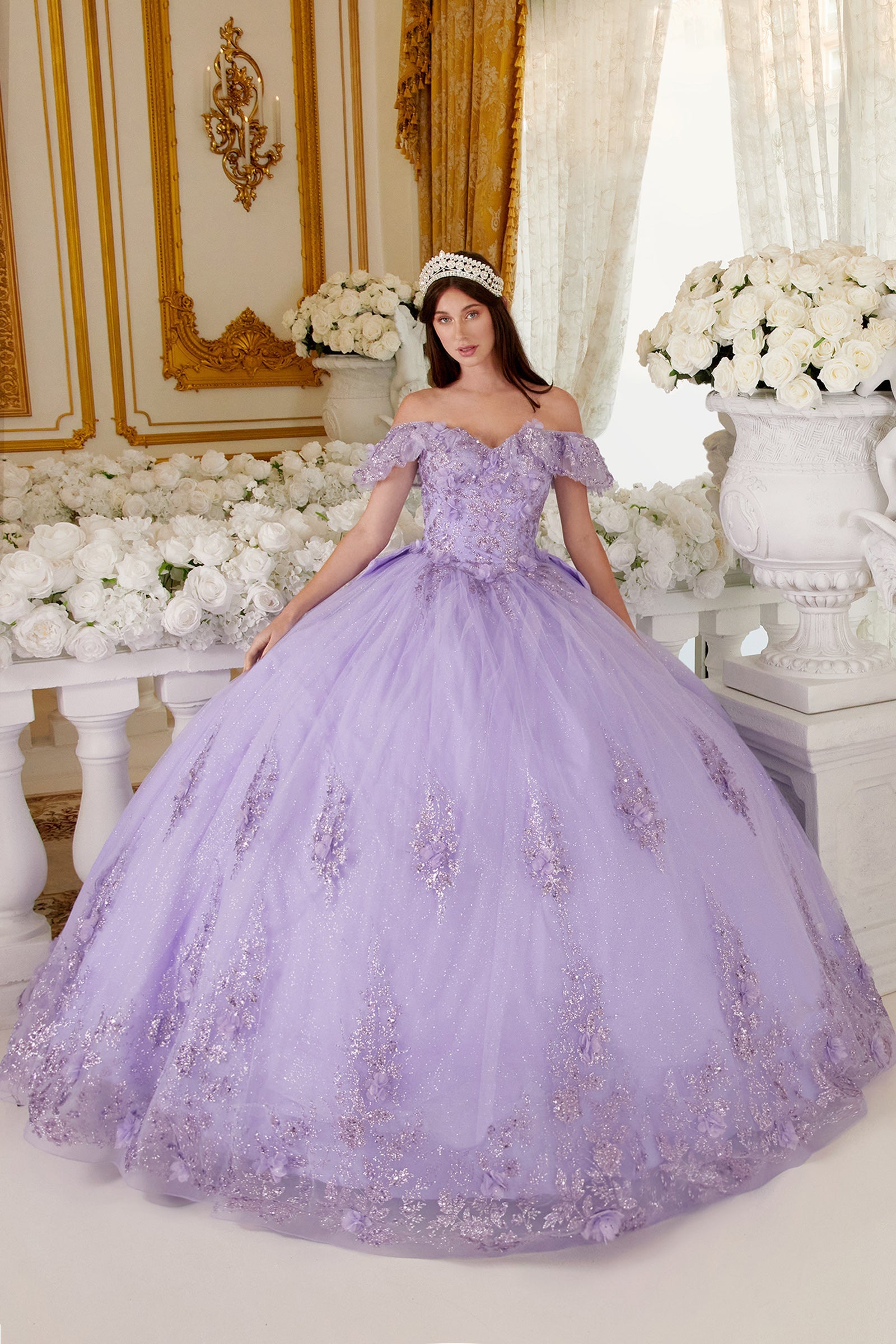 Floral Off The Shoulder Quinceañera Ball Gown (15701)