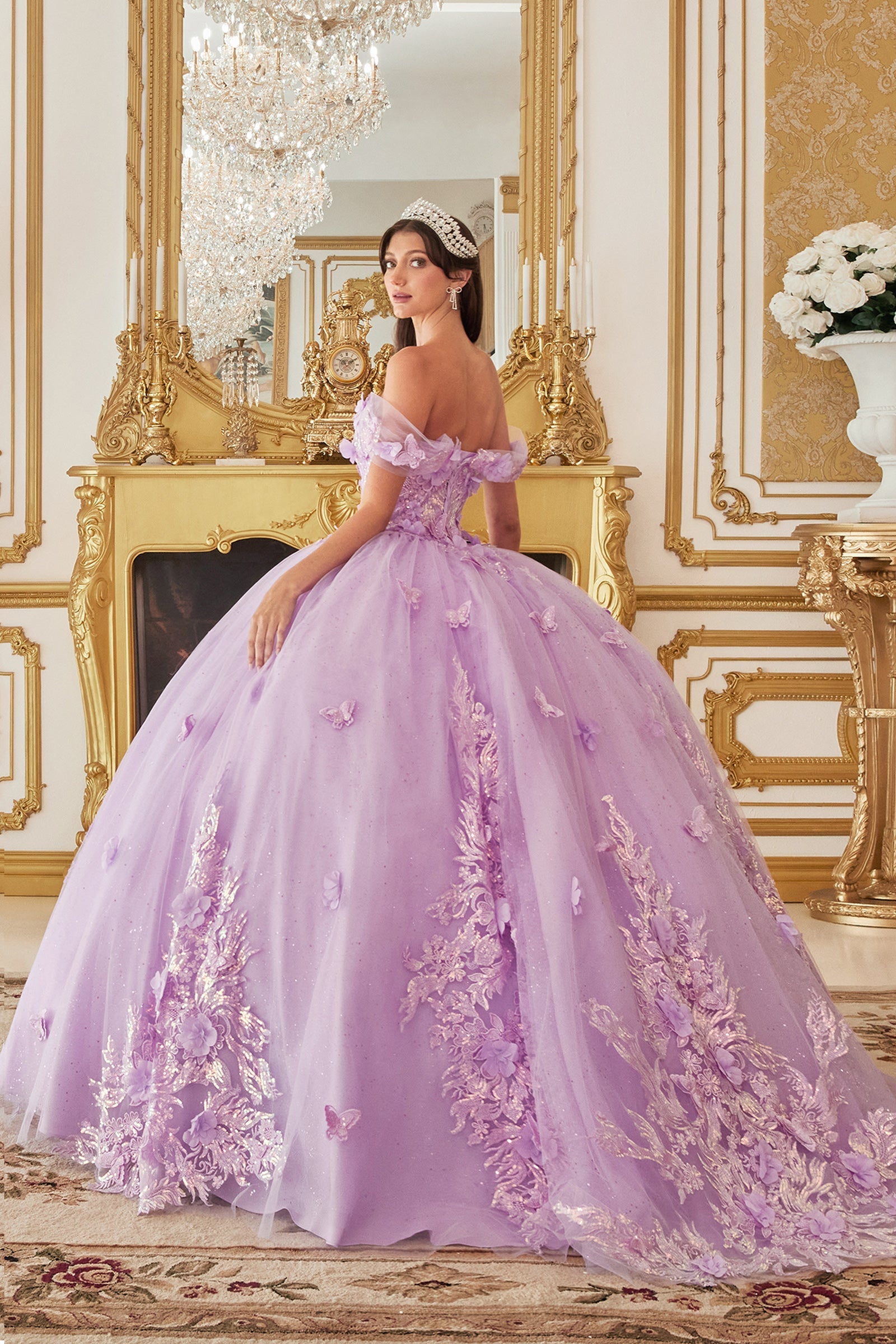Off The Shoulder Applique Ball Gown (15713)