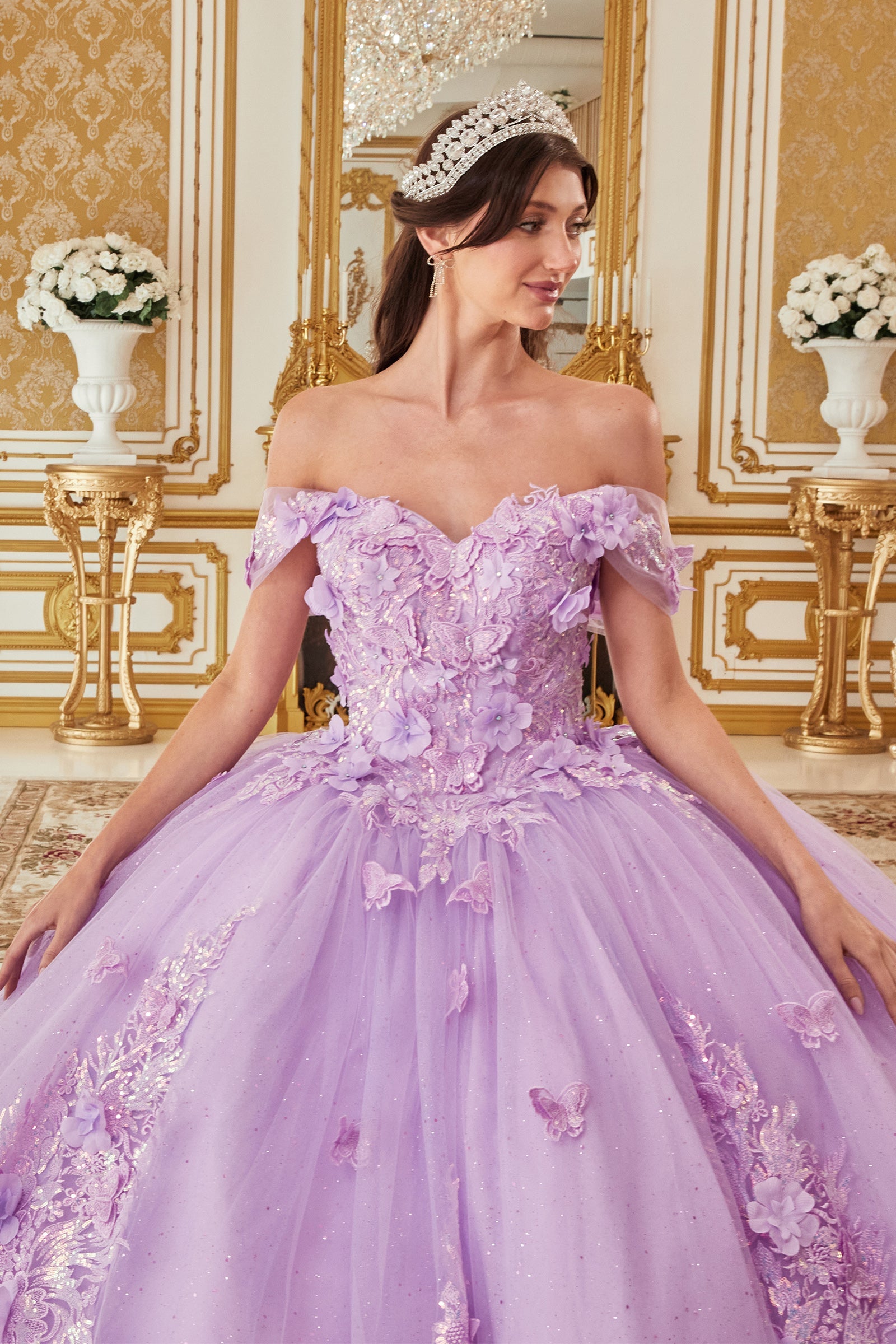Off The Shoulder Applique Ball Gown (15713)