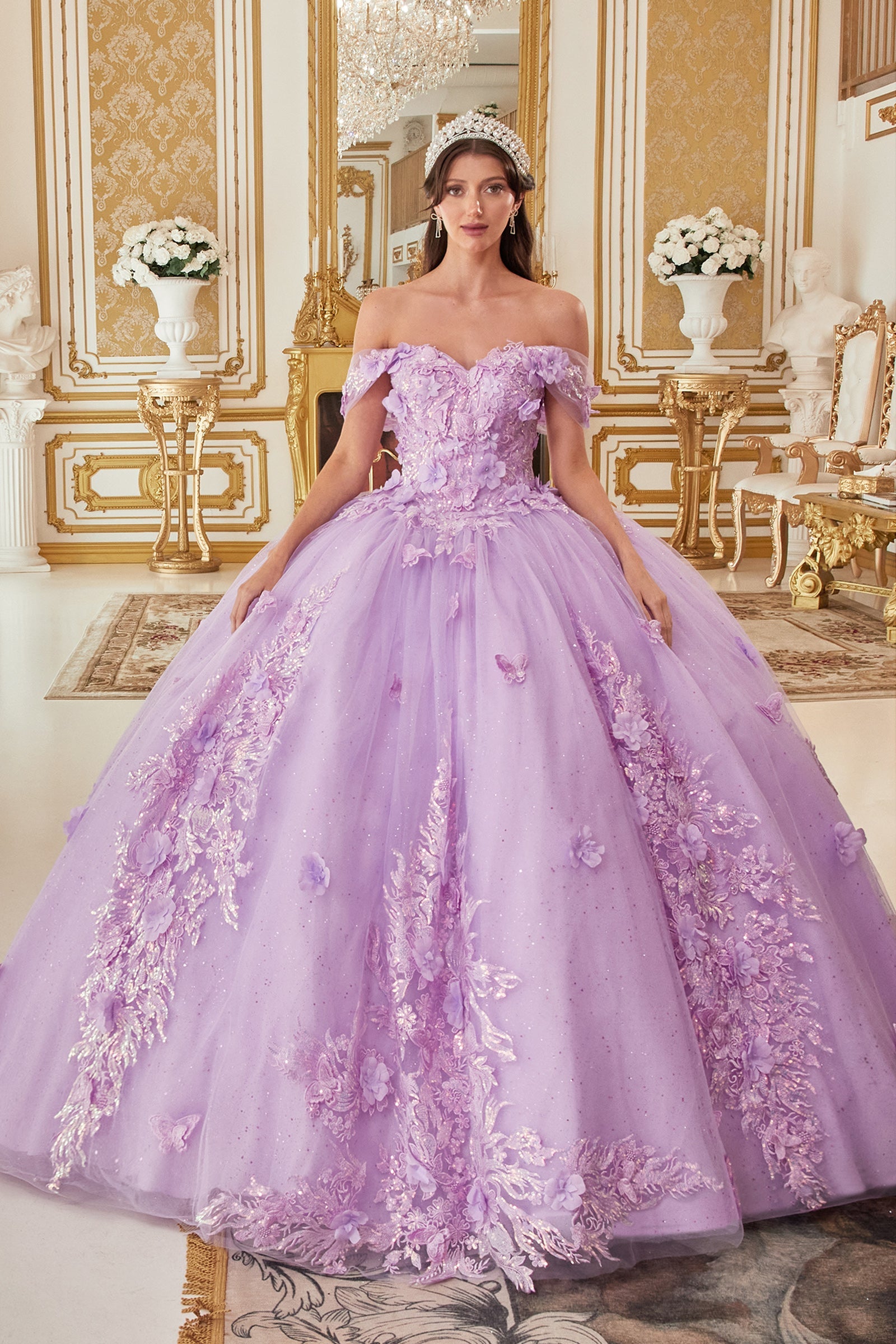 Off The Shoulder Applique Ball Gown (15713)