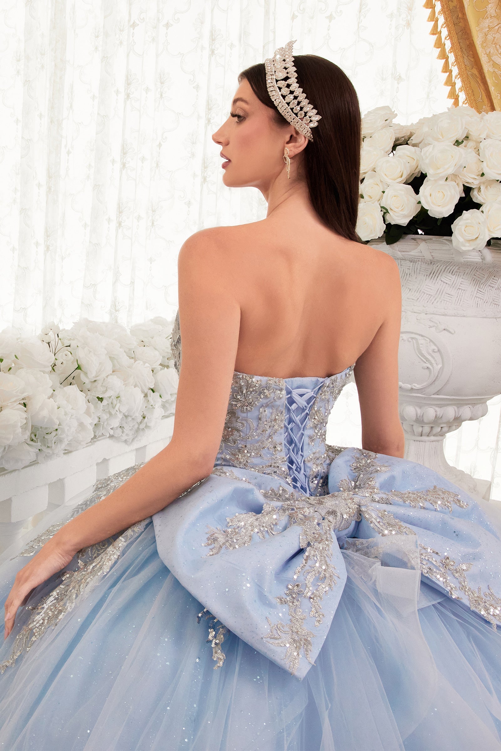 Strapless Layered Ball Gown With Bow Detail (15715)