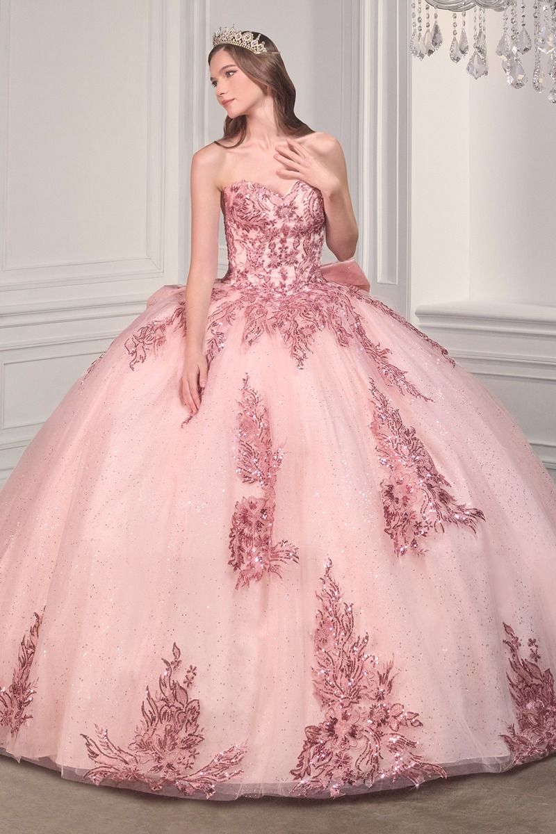 Strapless Layered Ball Gown With Bow Detail (15715)