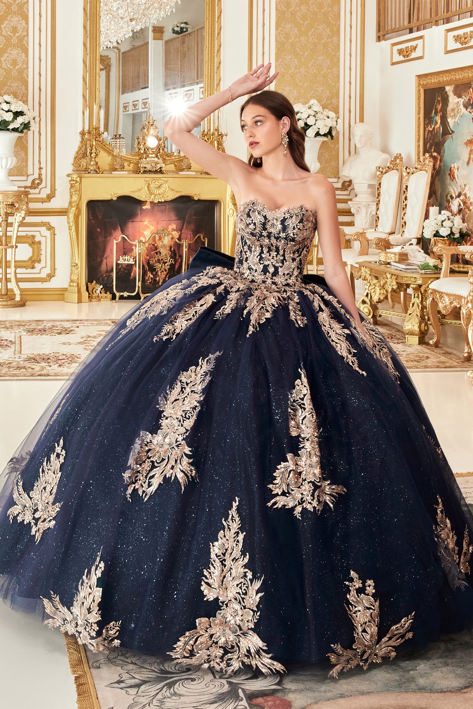 Strapless Layered Ball Gown With Bow Detail (15715)