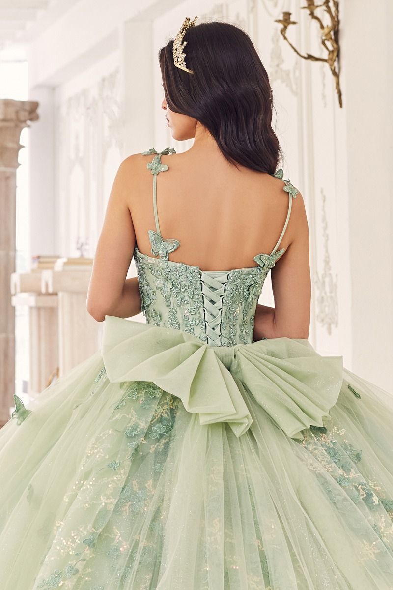 Sage Layered Tulle Ball Gown (15718)