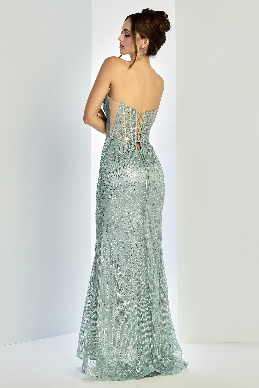 Radiant Beaded Sweetheart Corset Mermaid Gown with Sculpted Illusion Bodice (3279)