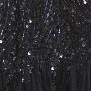 Spaghetti Strap Sequined Prom Dress with Sheer Overlay and Flared Skirt (4468)