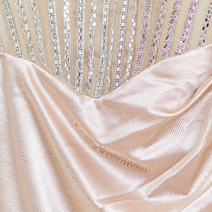 Beaded Corset Top Prom Dress with Off the Shoulder Sleeves and High Slit Skirt (4517)