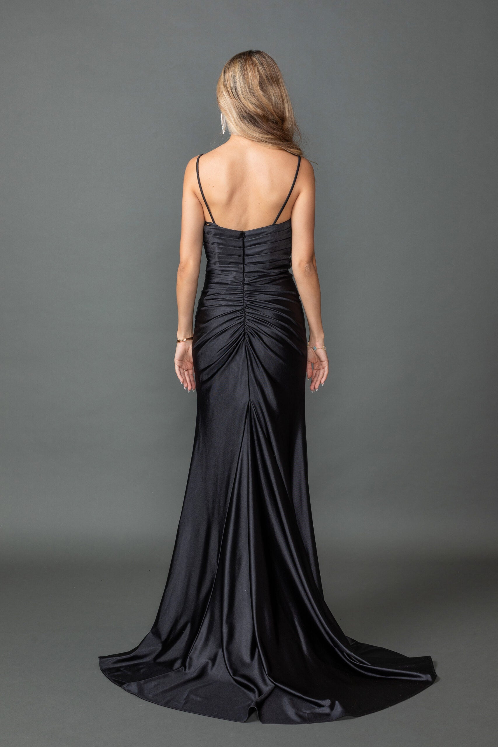 Sweetheart Neckline Evening Gown with Beaded Lace Bodice and Slit (4558)