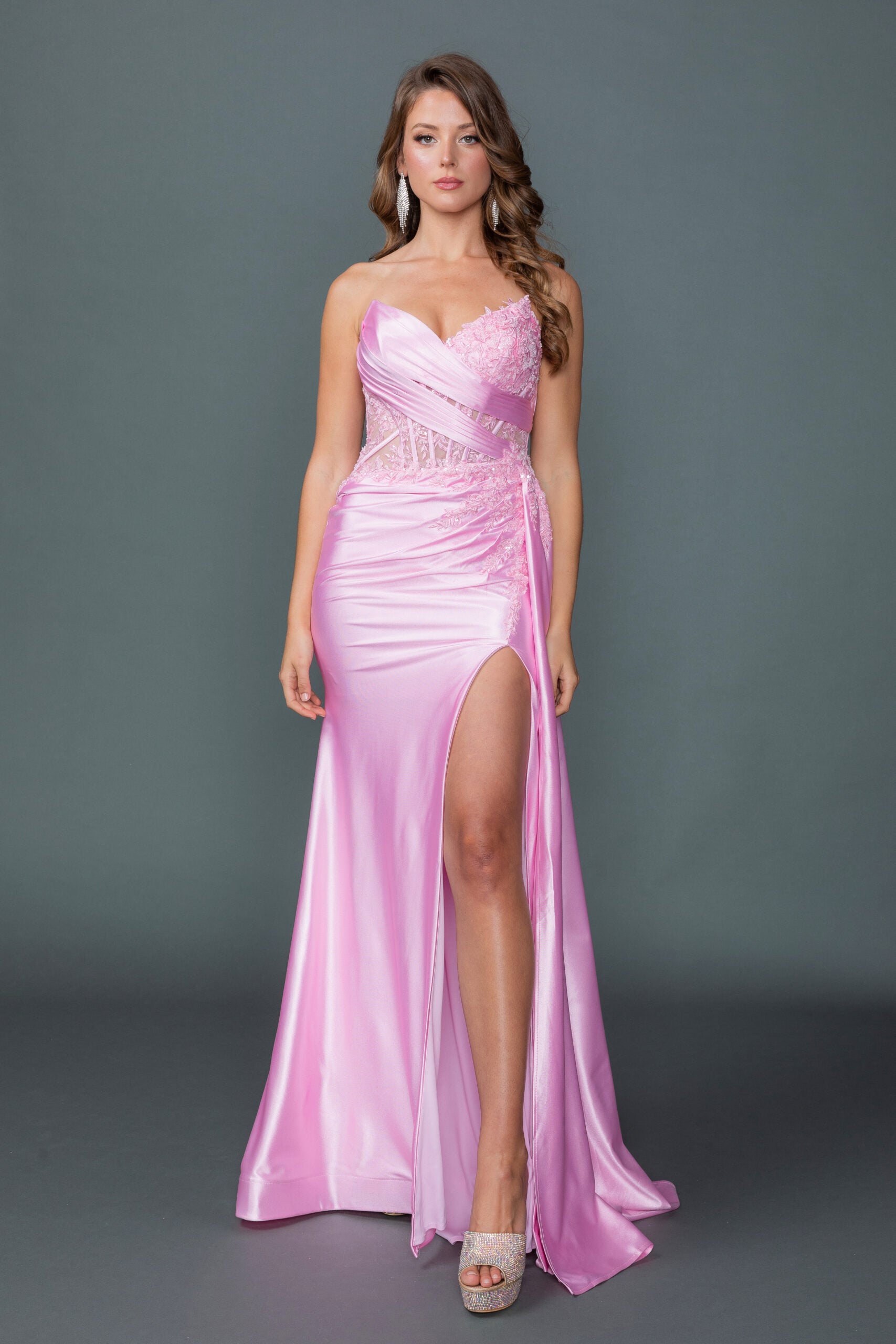 Sweetheart Illusion Corset Mermaid Prom Dress with Glitter Embroidery (4603)
