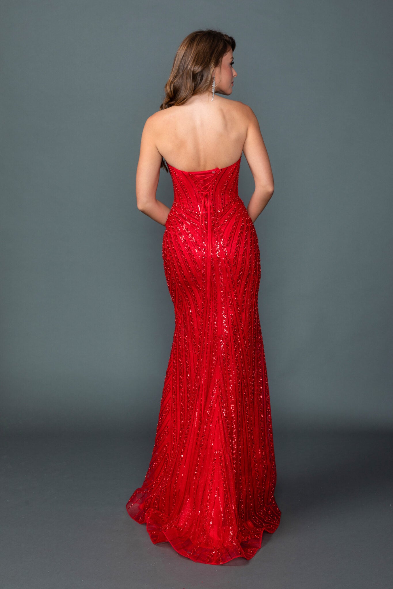 Strapless Sweetheart Illusion Corset Sequined Mermaid Prom Dress (4606)