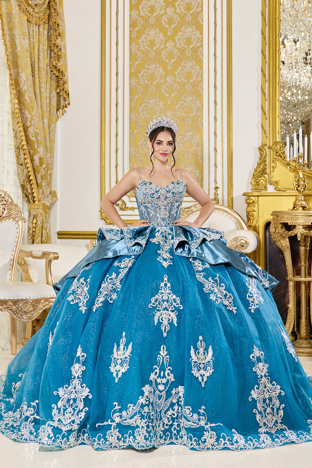 Off Shoulder Sweetheart Corset Ball Gown with Crystal Embellishment (5125)