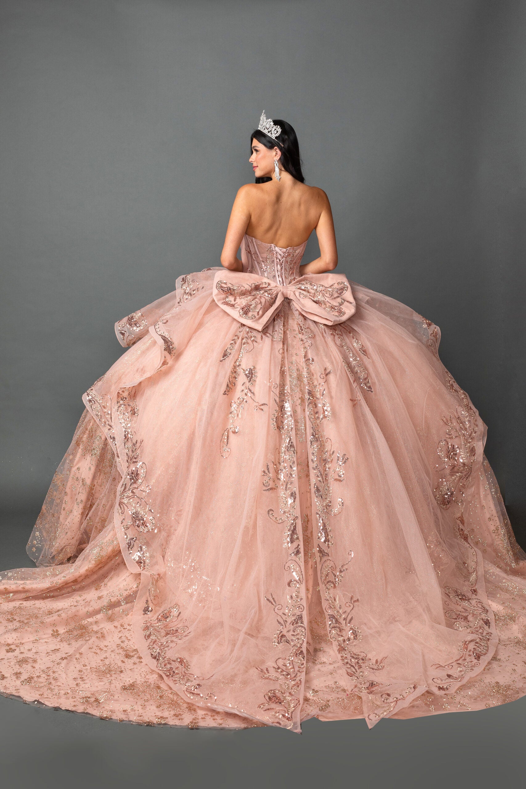 Strapless Sweetheart Beaded Corset Ball Gown with Layered Tulle Skirt (5133)