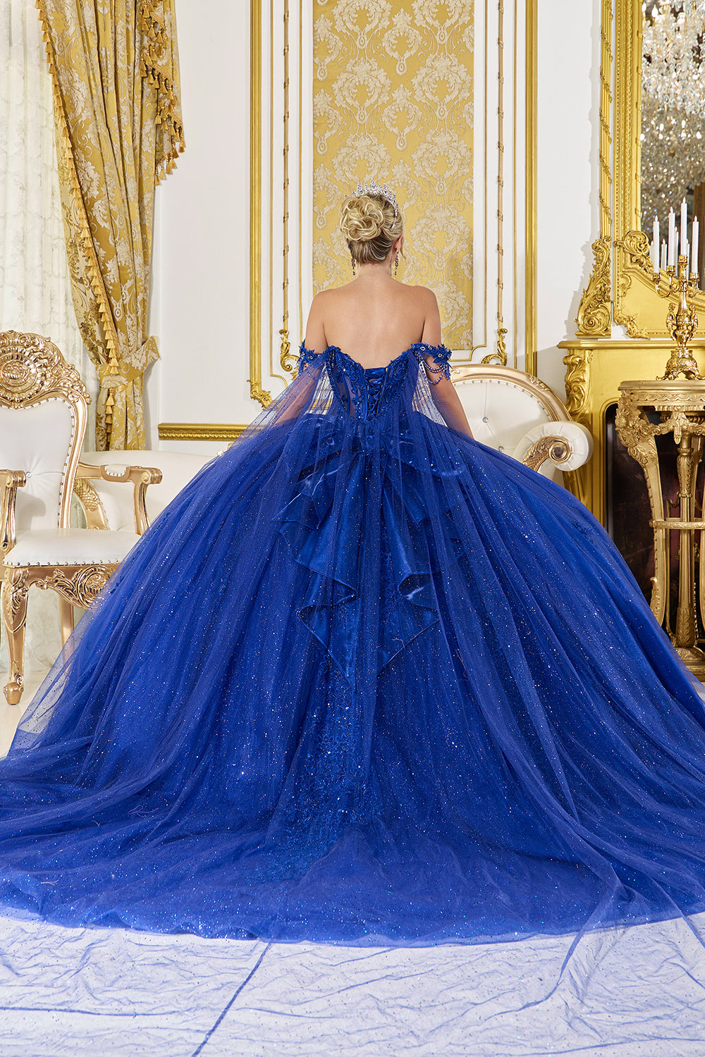 Strapless Sweetheart Corset Ball Gown with Glitter Tulle Skirt (5155)