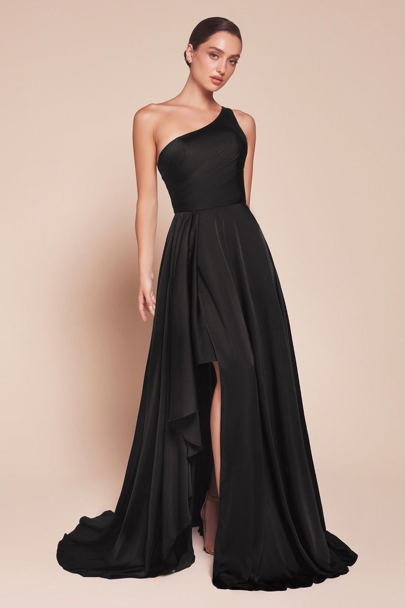 One Shoulder Satin A-Line Dress (7450)