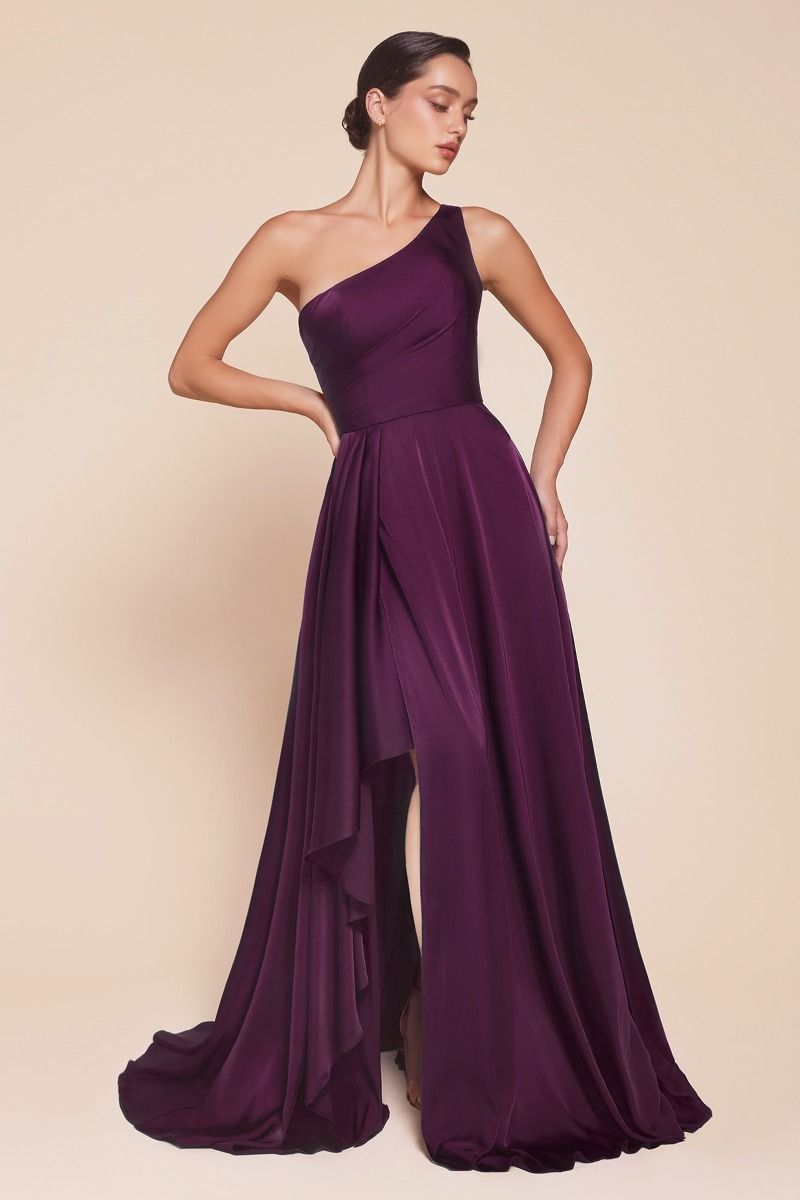 One Shoulder Satin A-Line Dress (7450)