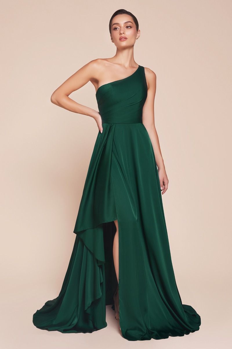 One Shoulder Satin A-Line Dress (7450)