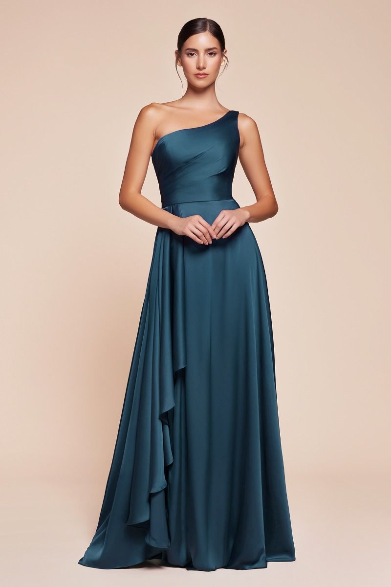 One Shoulder Satin A-Line Dress (7450)