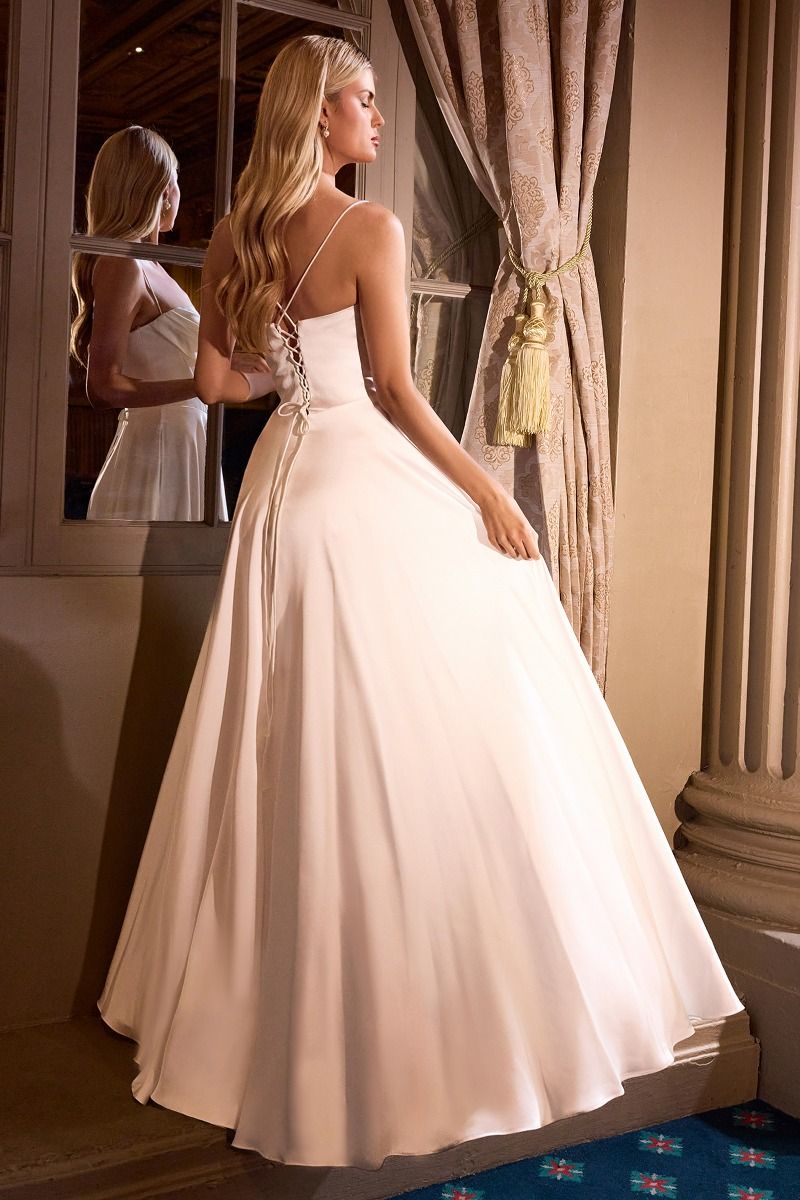 A-Line Bridal Gown With Pleated Neckline (7481W)