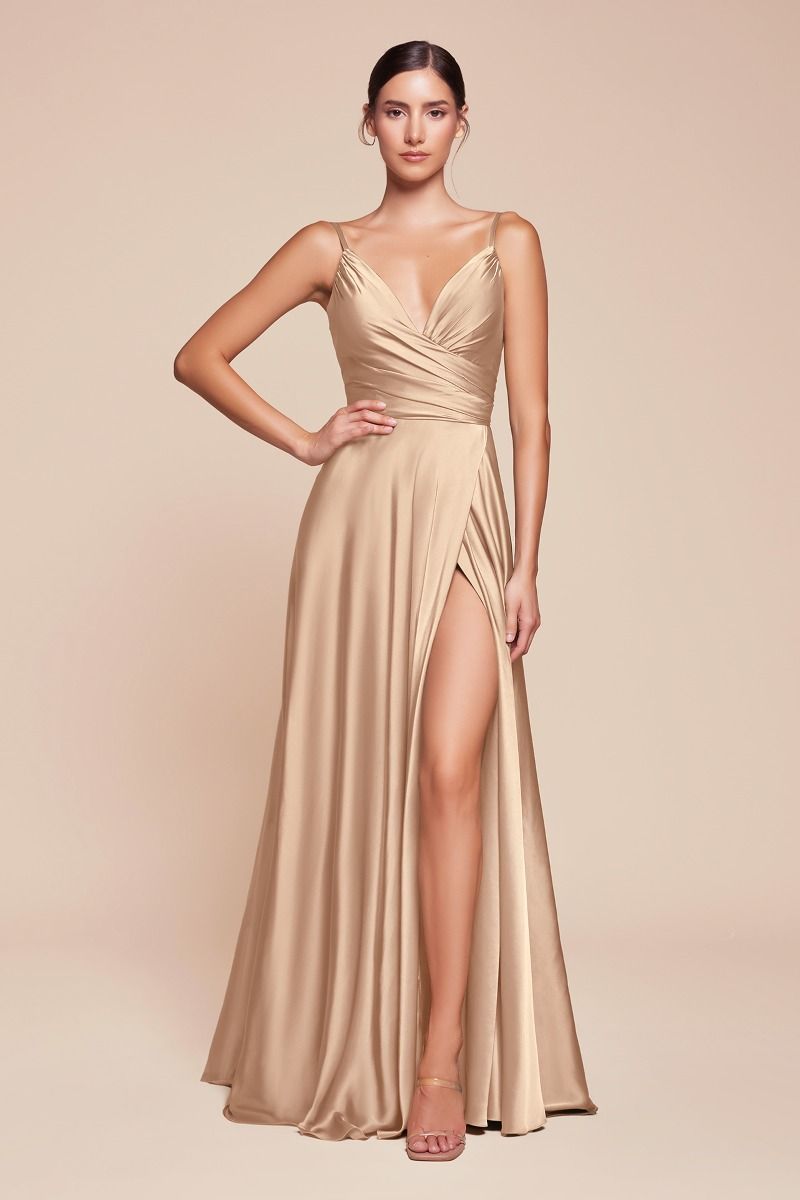 Soft Satin A-Line Sweetheart Neckline With Slit (7485)