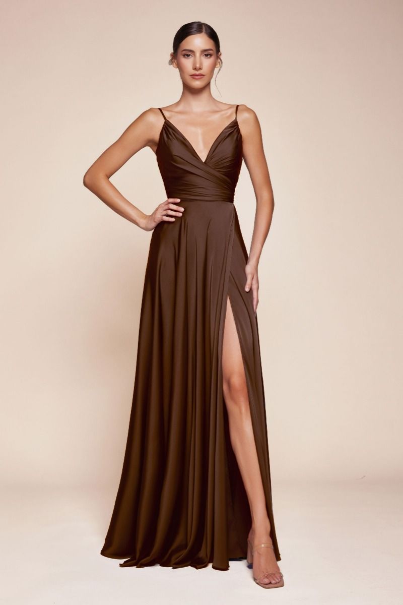 Soft Satin A-Line Sweetheart Neckline With Slit (7485)