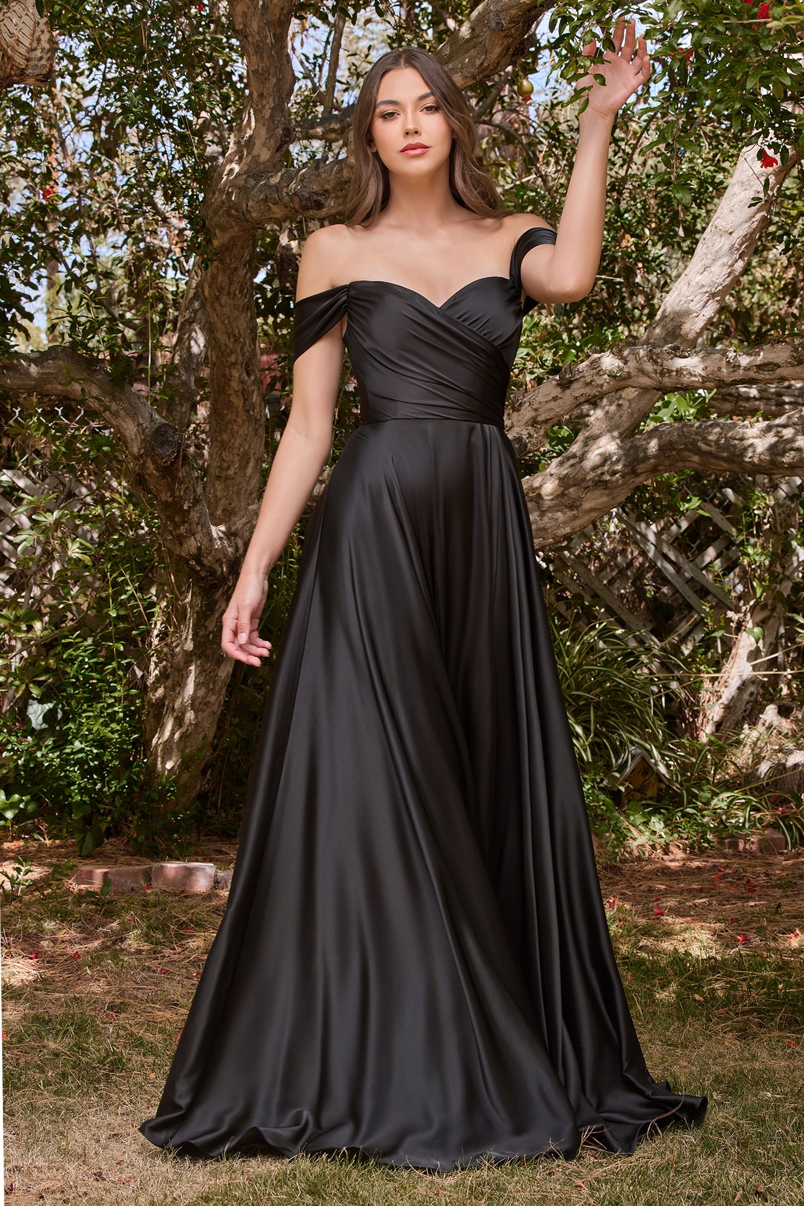 A-Line Satin Off The Shoulder Dress (7493)