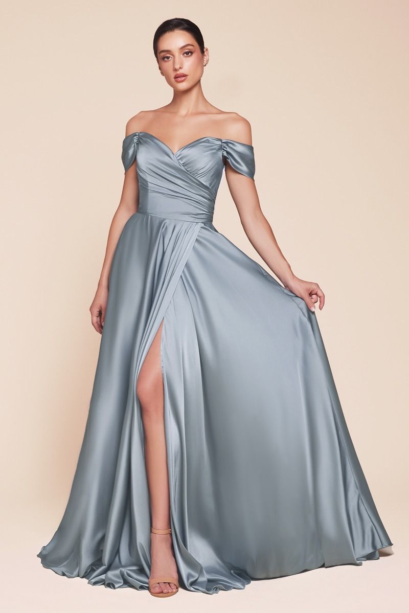 A-Line Satin Off The Shoulder Dress (7493)