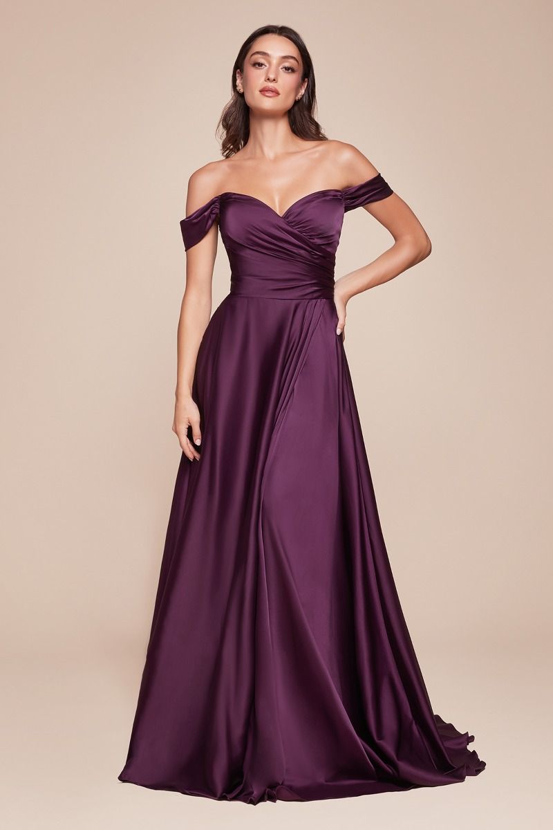 A-Line Satin Off The Shoulder Dress (7493)