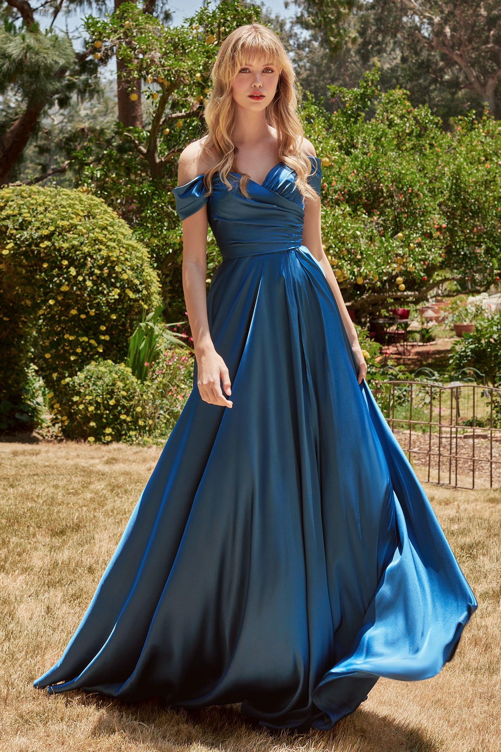 A-Line Satin Off The Shoulder Dress (7493)