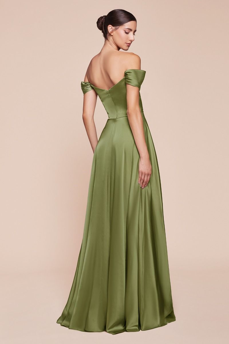 A-Line Satin Off The Shoulder Dress (7493)