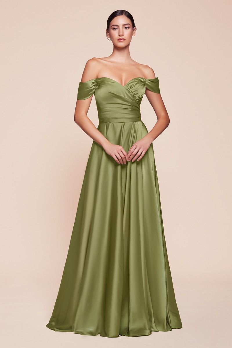 A-Line Satin Off The Shoulder Dress (7493)