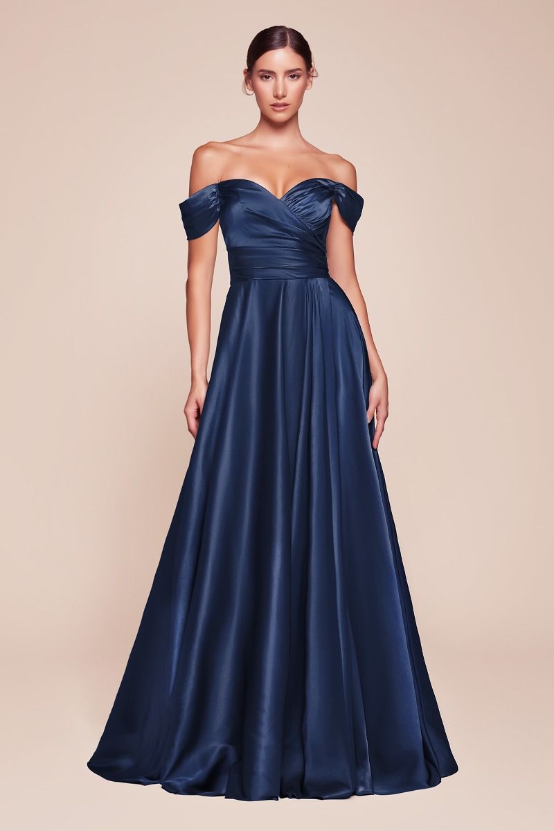 A-Line Satin Off The Shoulder Dress (7493)
