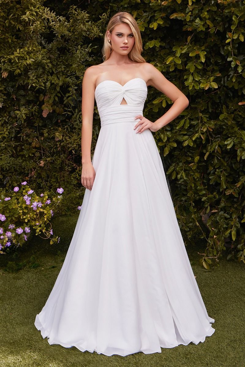 knee length dresses for ladies Ivory Floral Appliqué A-Line Wedding Dress with Sweetheart Corset – LA149 –  Viniodress main image 0