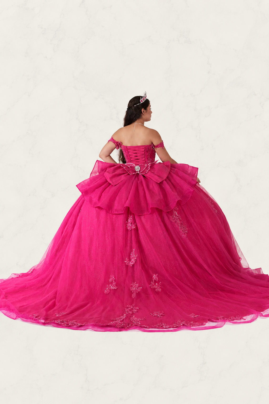 Enchanting Off-Shoulder Butterfly Corset Ball Gown with Regal Train (SCL-30034)