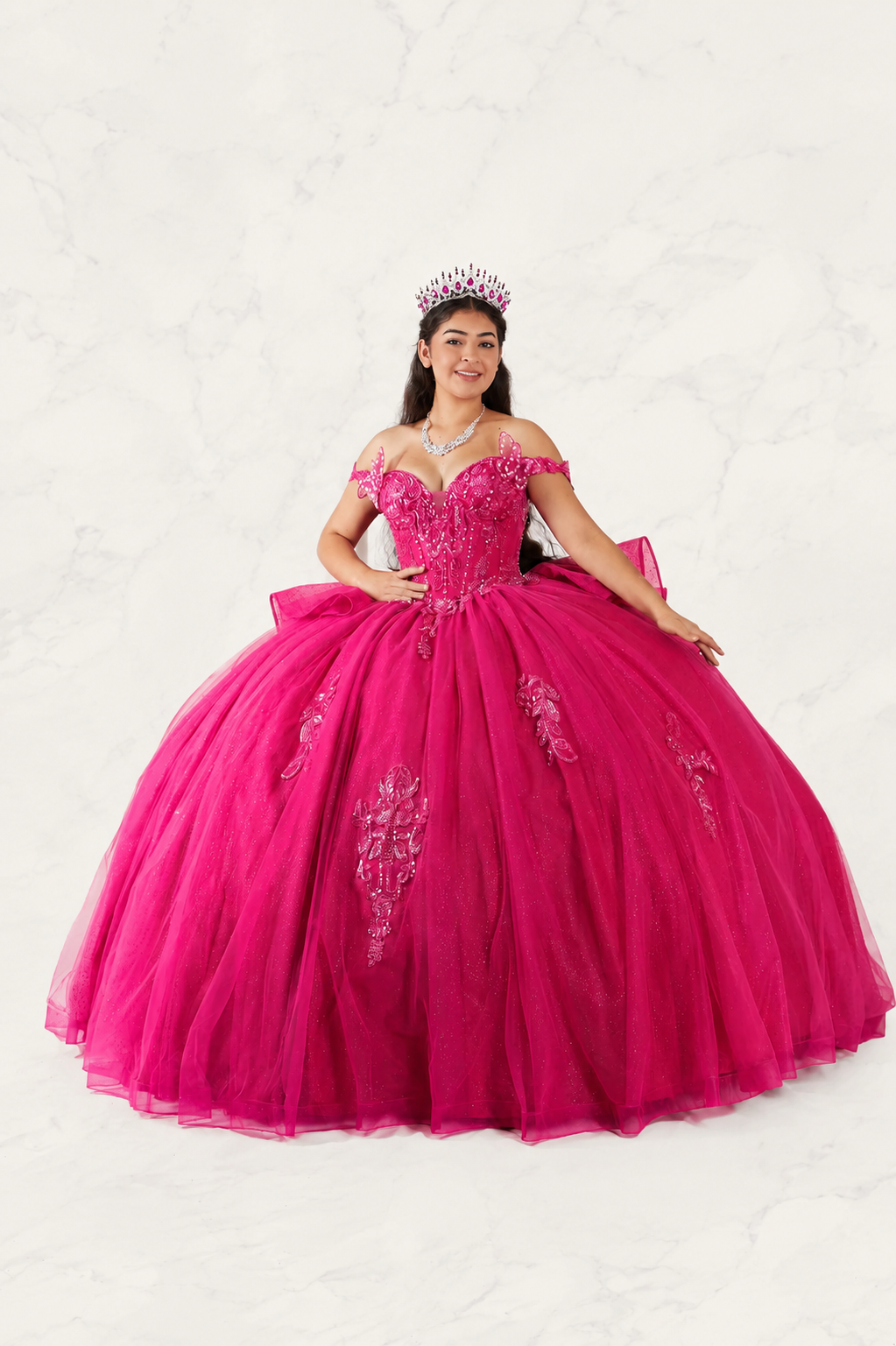 Enchanting Off-Shoulder Butterfly Corset Ball Gown with Regal Train (SCL-30034)