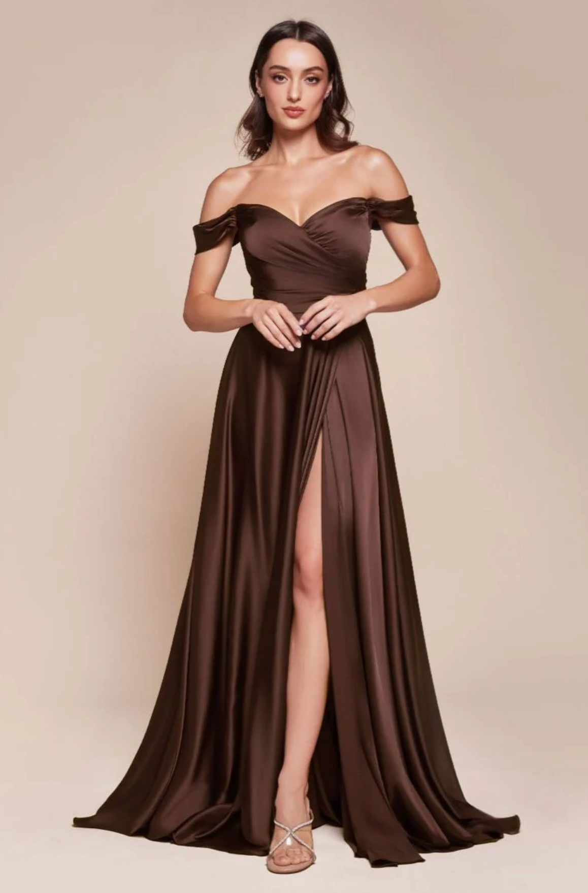 A-Line Satin Off The Shoulder Dress (7493)