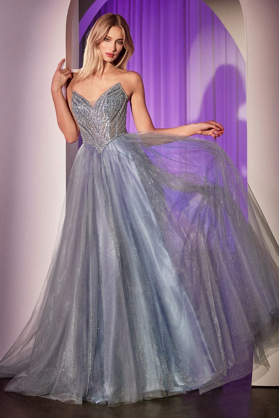 Strapless Beaded Tulle Ball Gown (CC415)