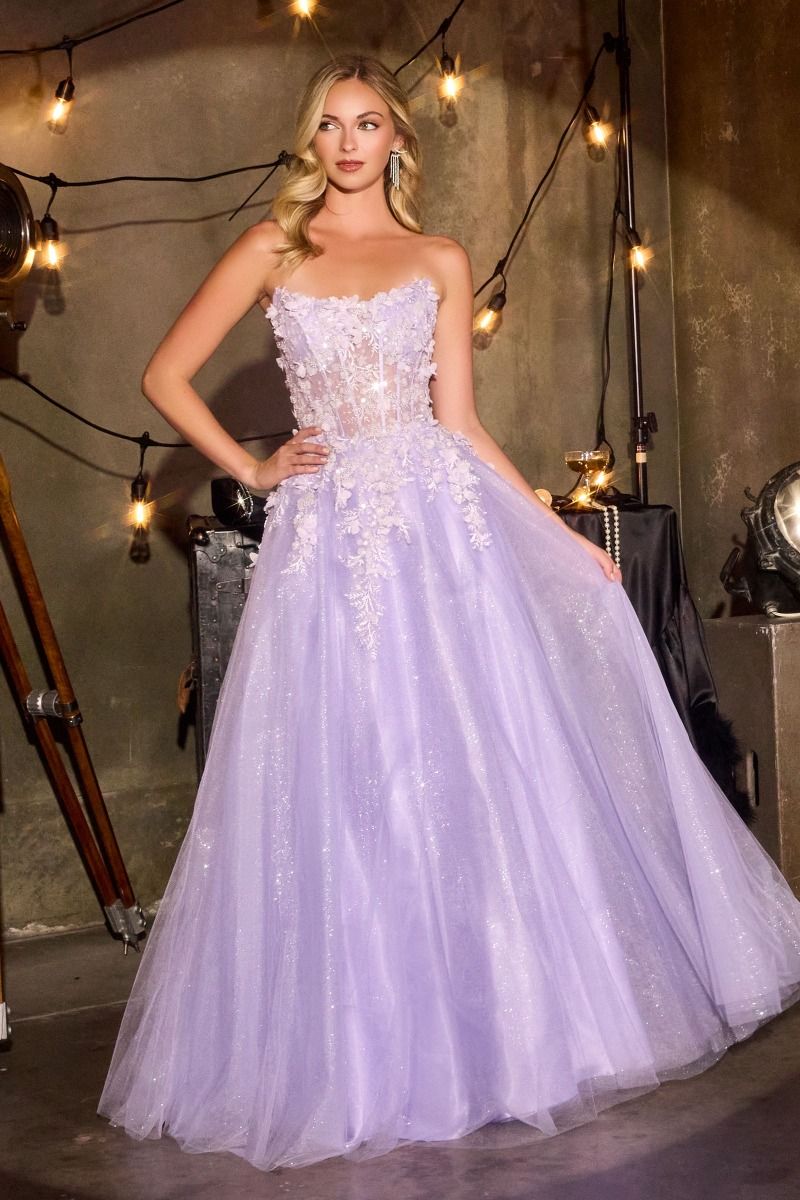 Embellished Scoop Neck Bodice with Glitter Tulle Skirt (C174)