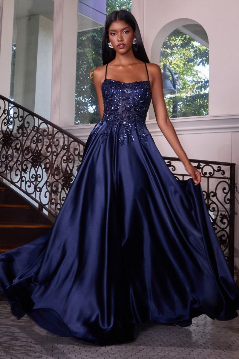 Satin & Lace A-Line Dress (C179)