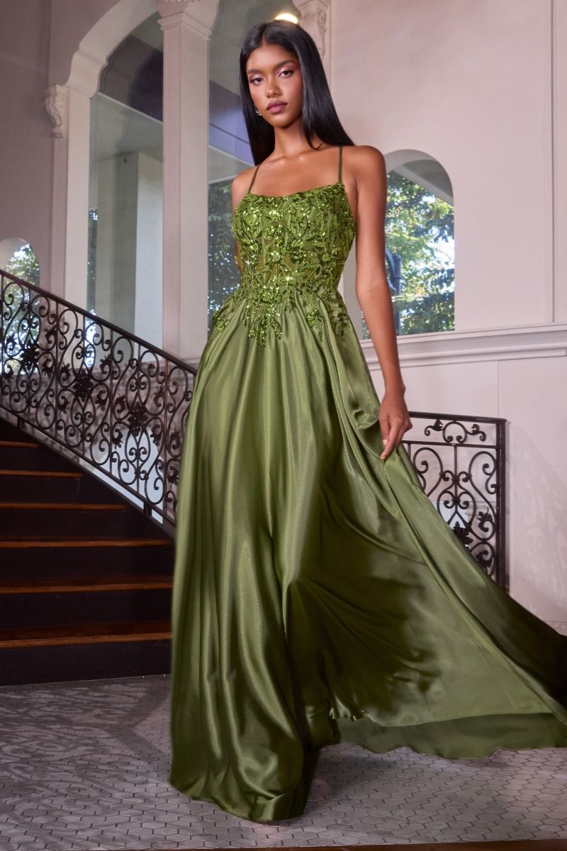 Satin & Lace A-Line Dress (C179)