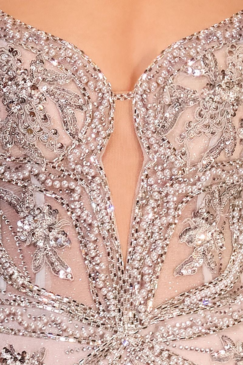 Opulent Plunging Beaded Lace Corset with Mermaid Gown (CC0240)