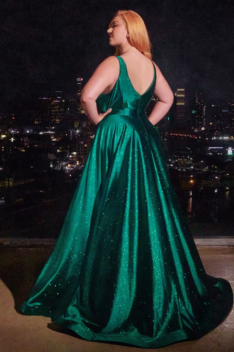 Glimmering Stretch Satin A-Line Dress (CC2349C)