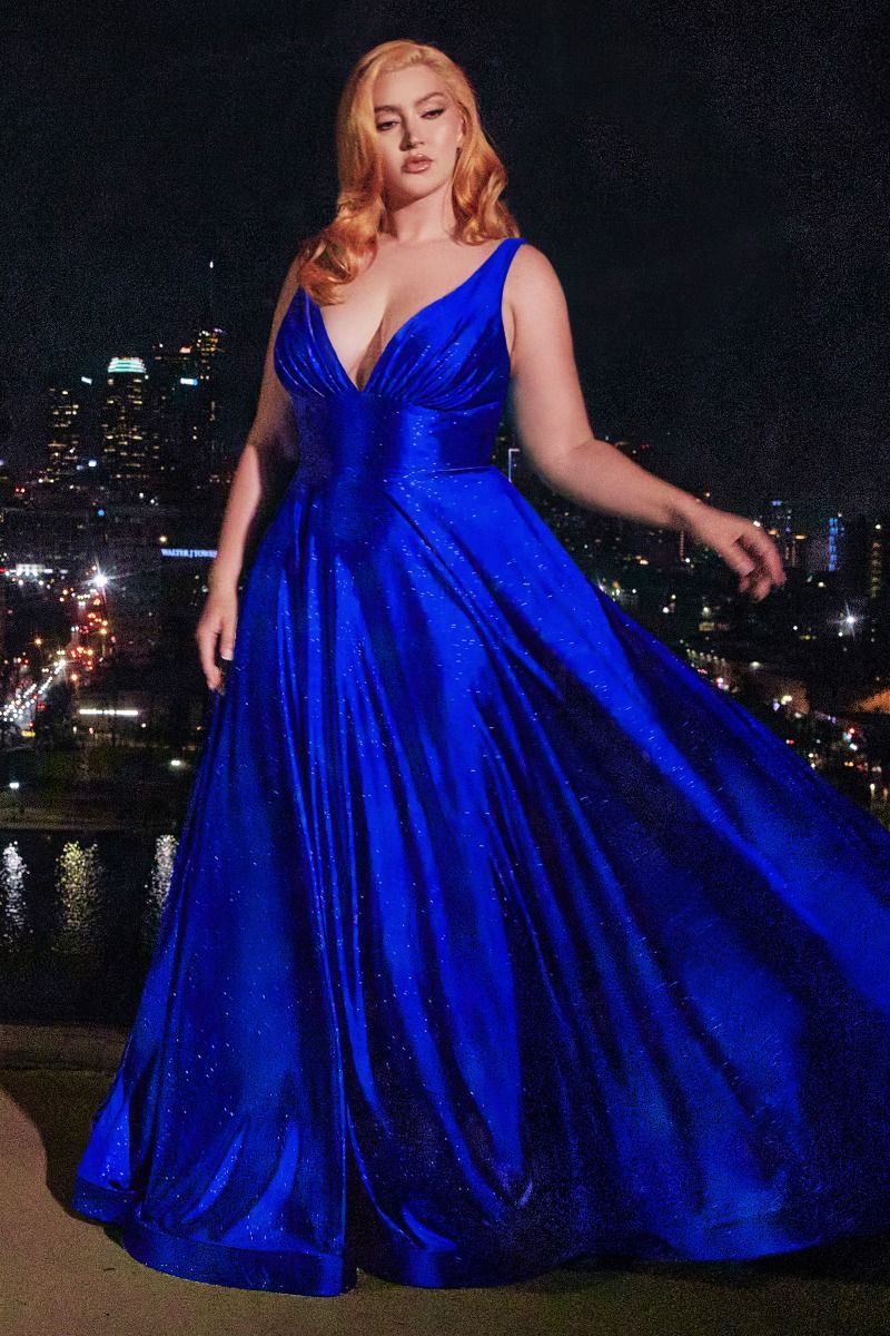 Glimmering Stretch Satin A-Line Dress (CC2349C)