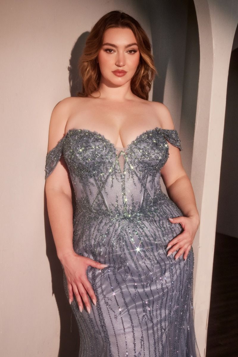 Off The Shoulder Beaded Curve Gown (CC341C)