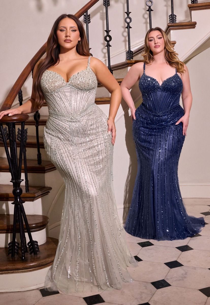 Radiant Sweetheart Beaded Corset with Fitted Mesh Gown (CC398C)
