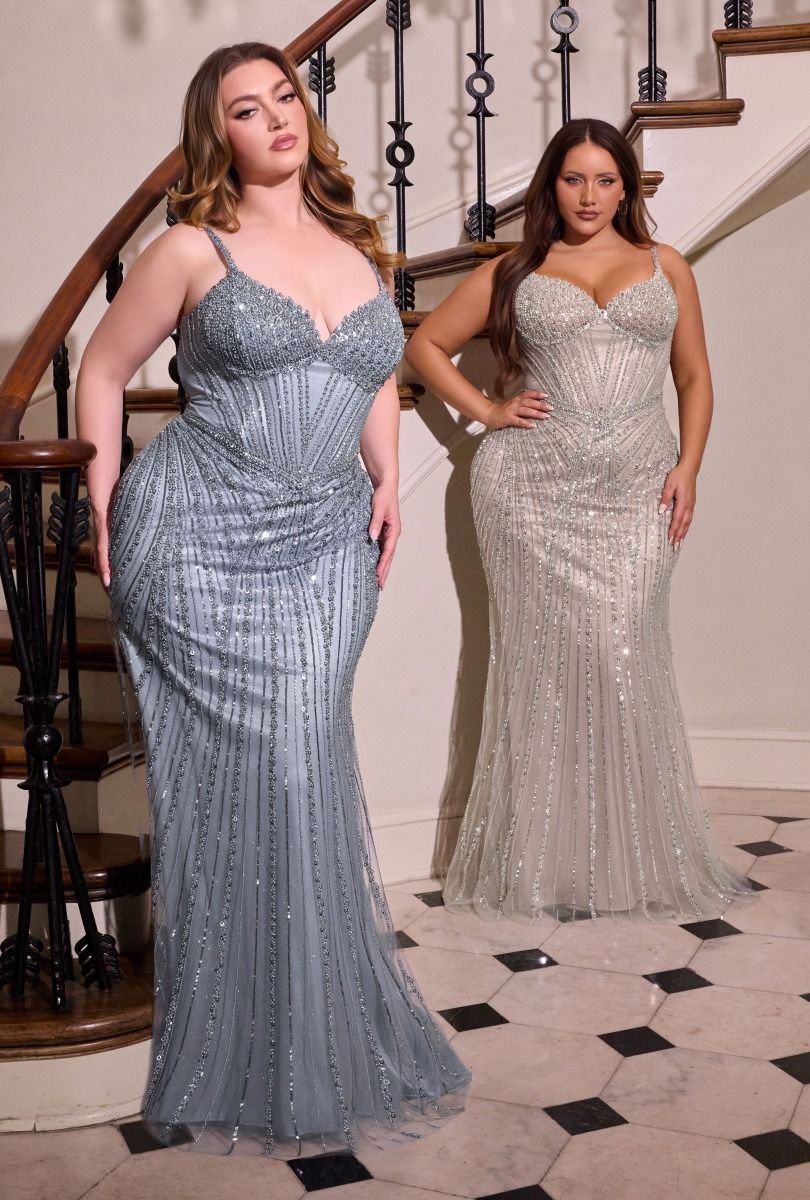 Radiant Sweetheart Beaded Corset with Fitted Mesh Gown (CC398C)