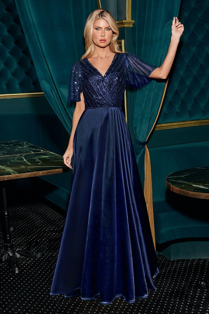 Shimmering Beaded Bodice A-Line Gown (CC447)