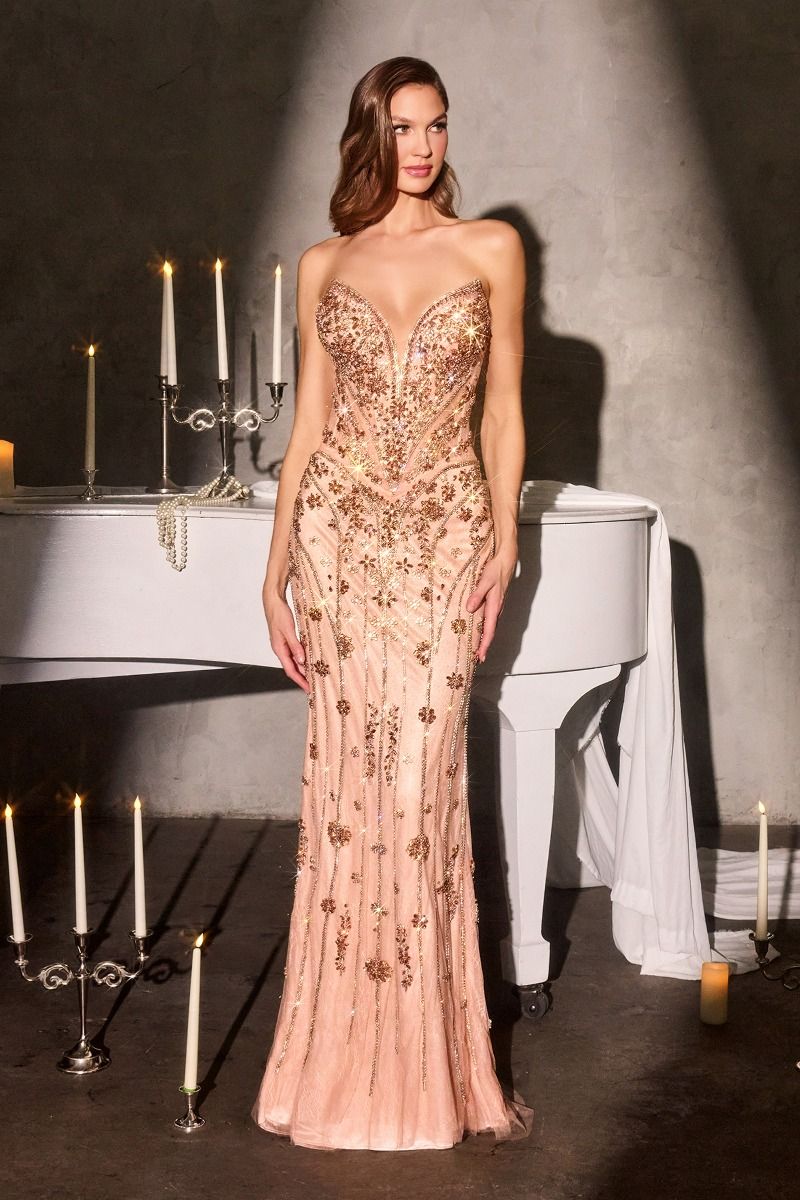 Regal Sweetheart Beaded Corset with Fitted Tulle Gown (CC8271)