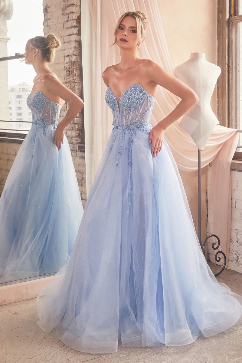 Strapless Layered Tulle Gown (CD0230)