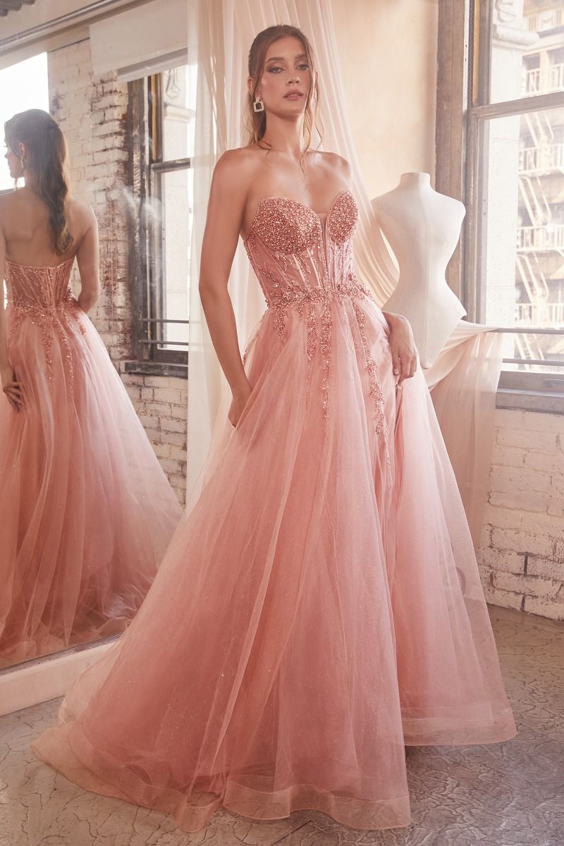 Strapless Layered Tulle Gown (CD0230)