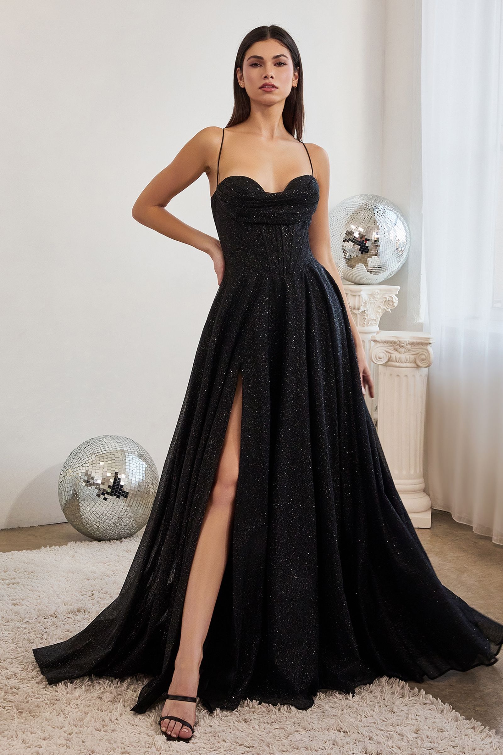 Radiant Sweetheart Glitter Corset with Fitted Gown and Slit (CD252)